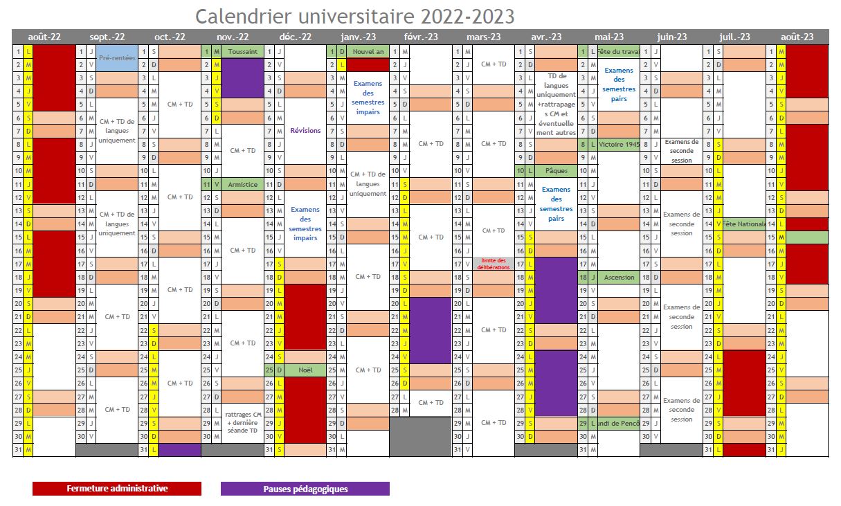 Calendrier 2022 2023 De La FSJPS Chj cnrs